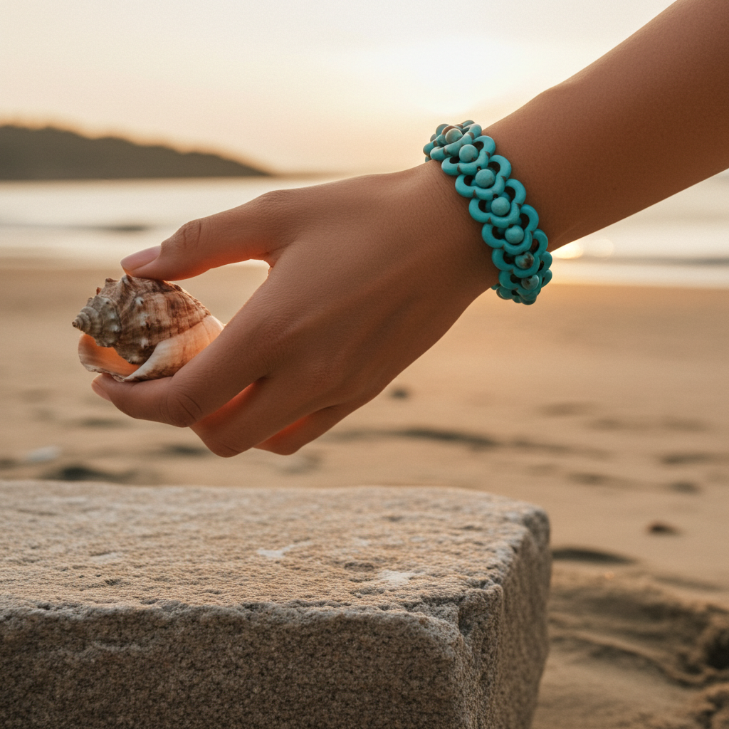 Barrel Bead Turquoise Stone Bracelet