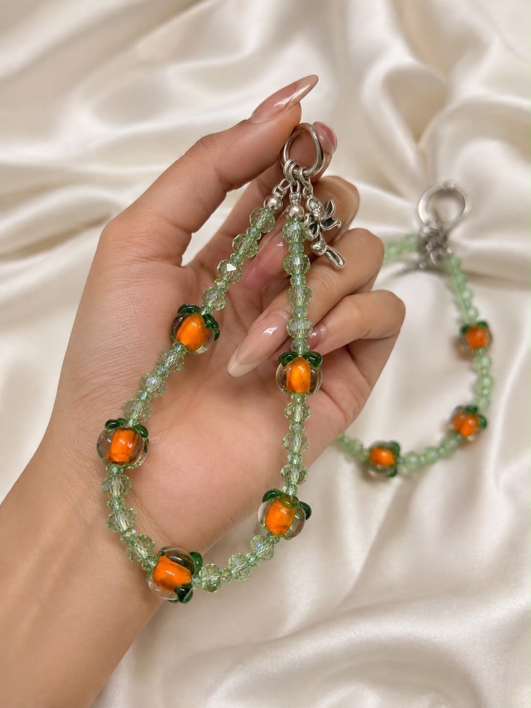 Orange Blossom Green Crystal Bag Charm