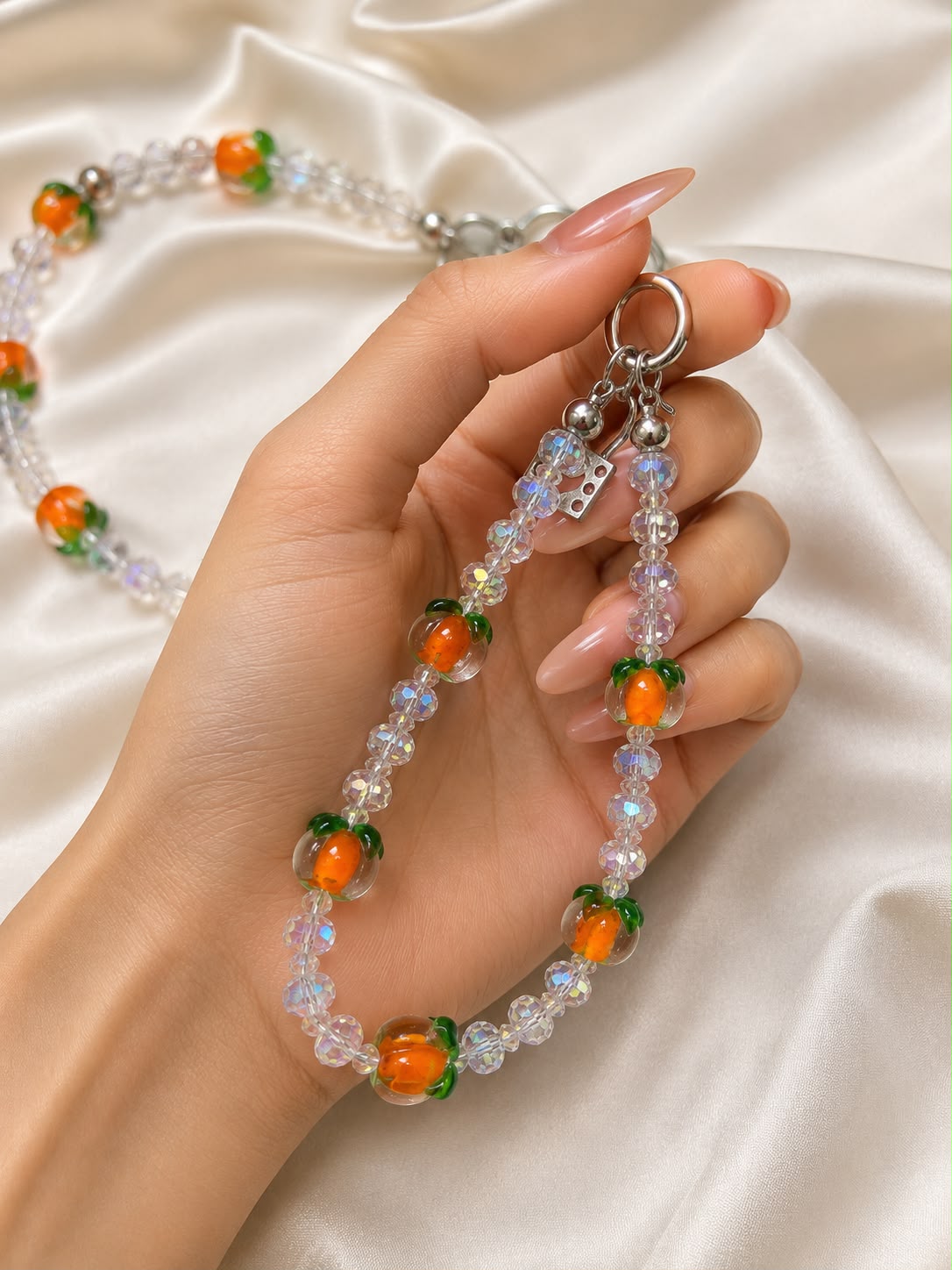 Orange Blossom Clear Crystal Bag Charm