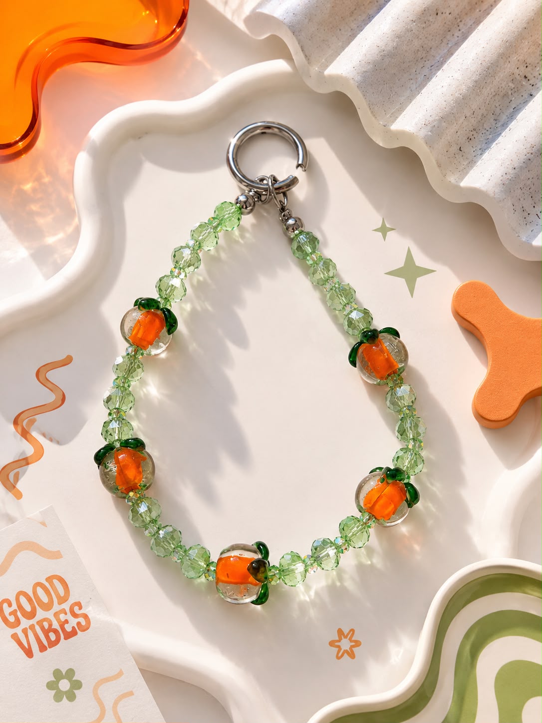 Orange Blossom Green Crystal Bag Charm