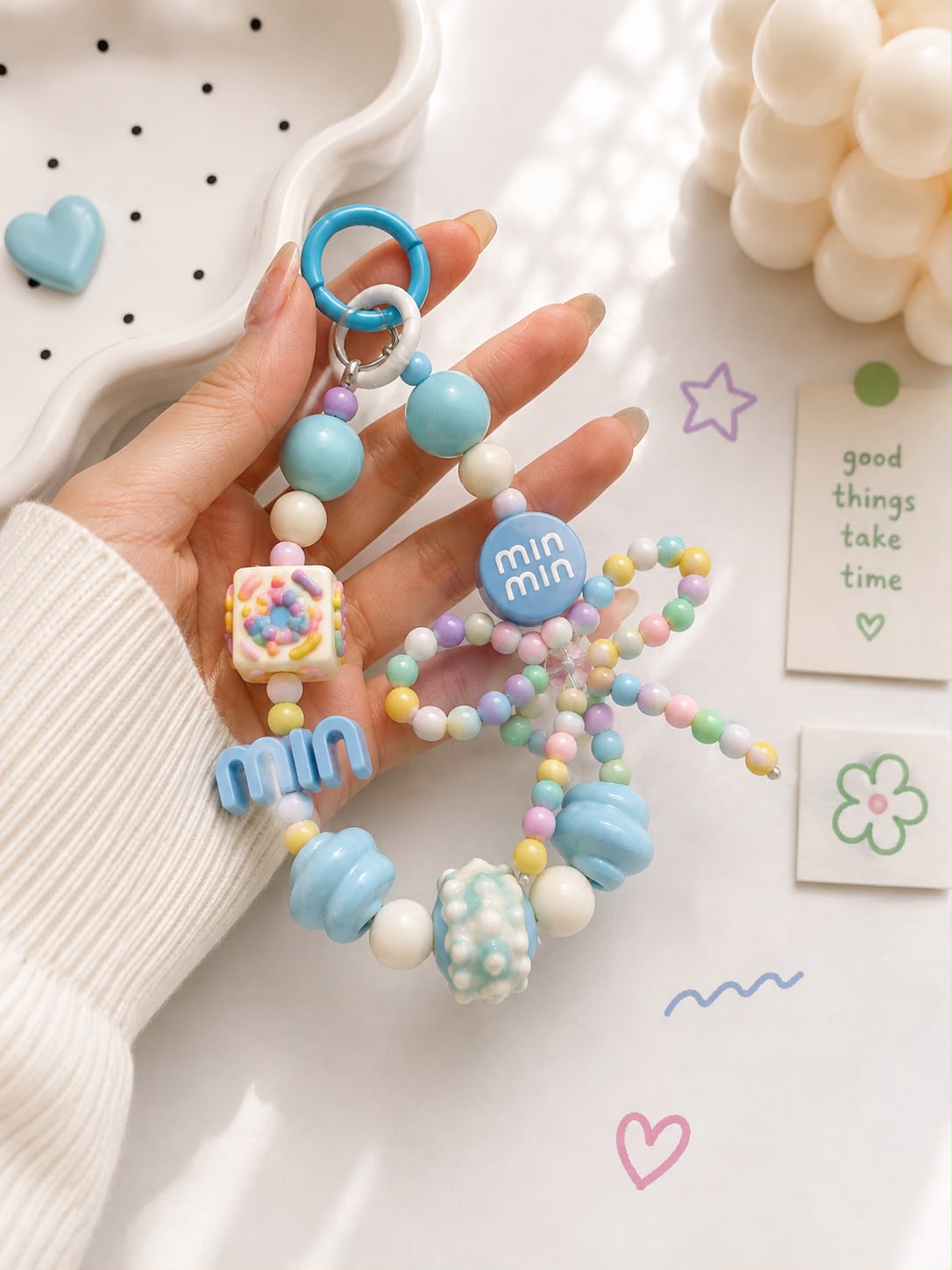 MinMin Candy Cube Beaded Bag Charm