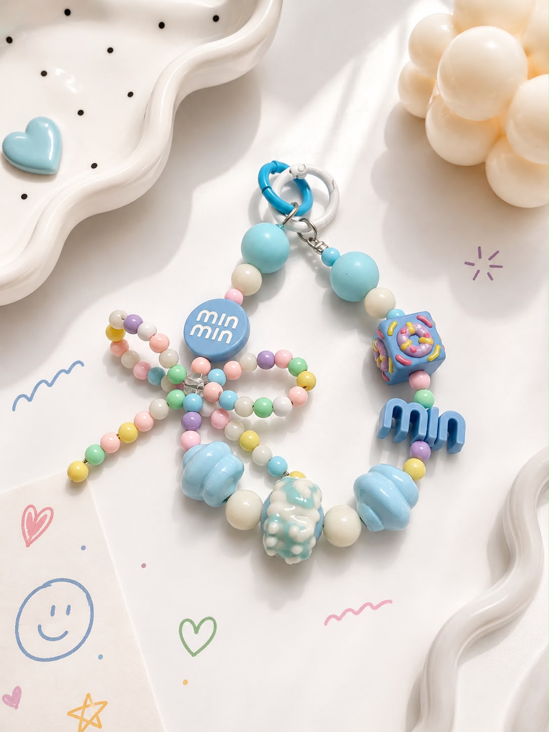 MinMin Candy Cube Beaded Bag Charm