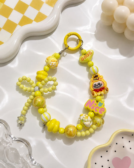 Sunshine Bear Beaded Bag Charm