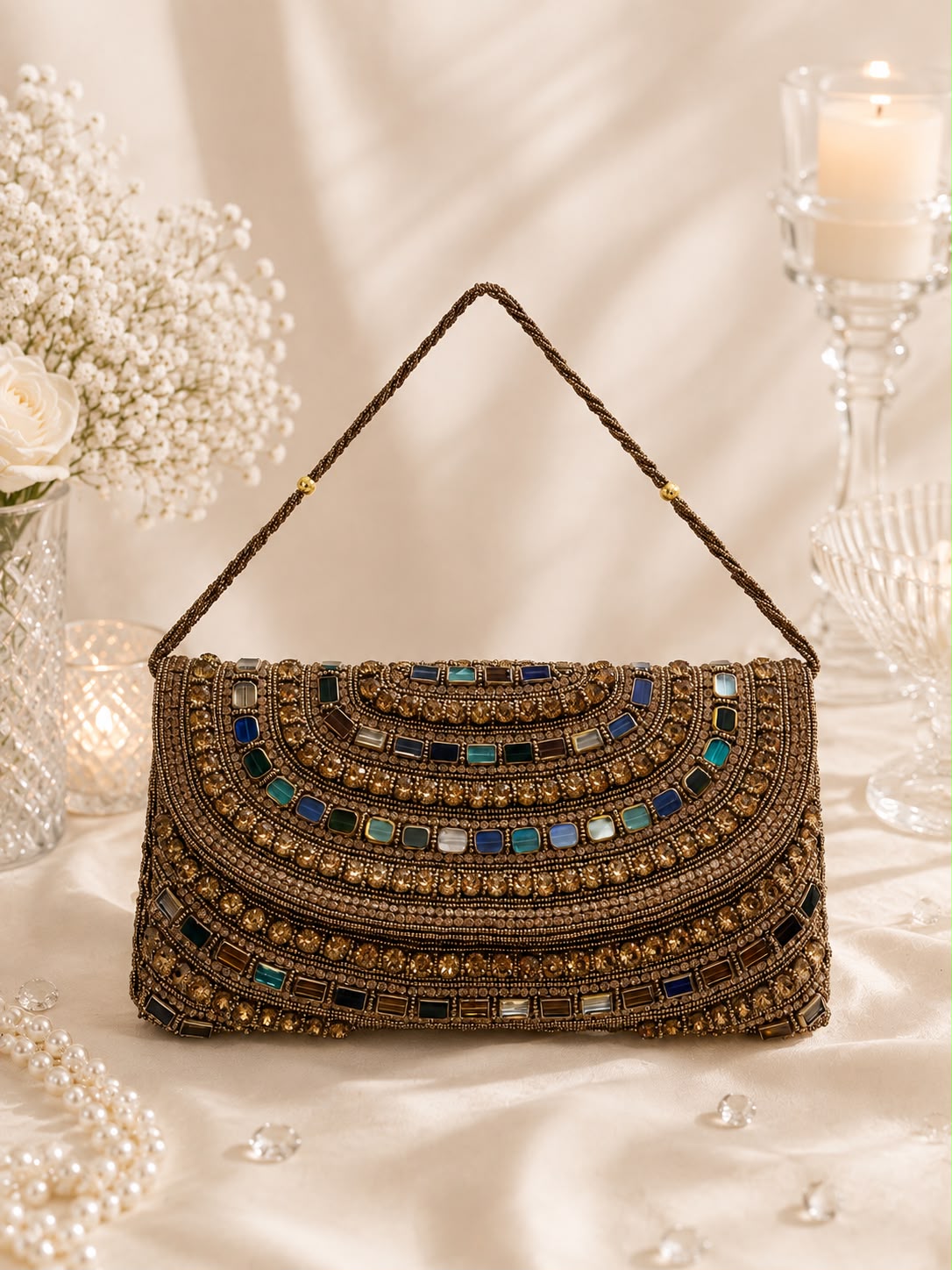Antique Beaded Fan Clutch