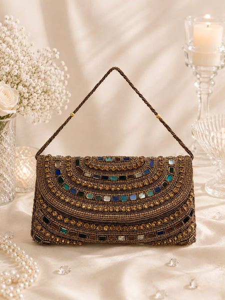 Antique Beaded Fan Clutch