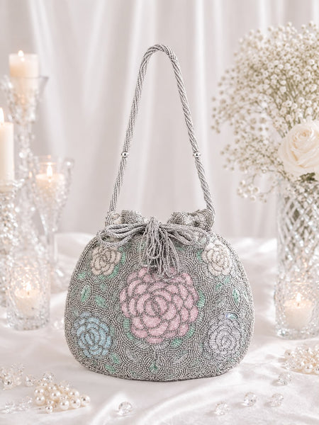 Beaded Rose Potli Bag