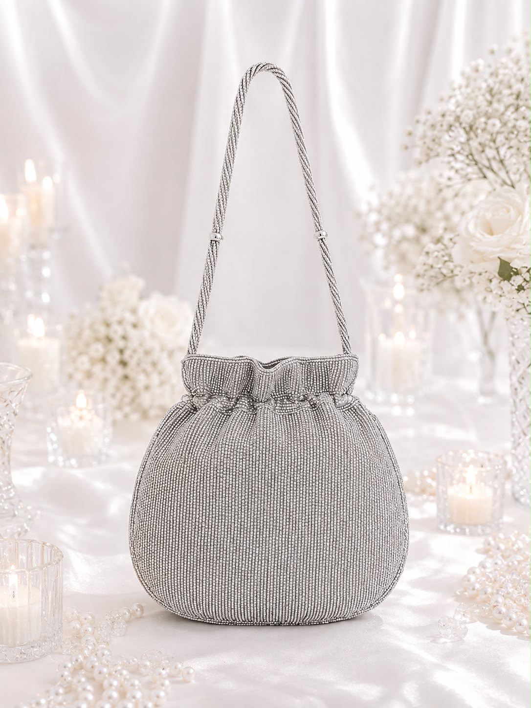 Beaded Rose Potli Bag