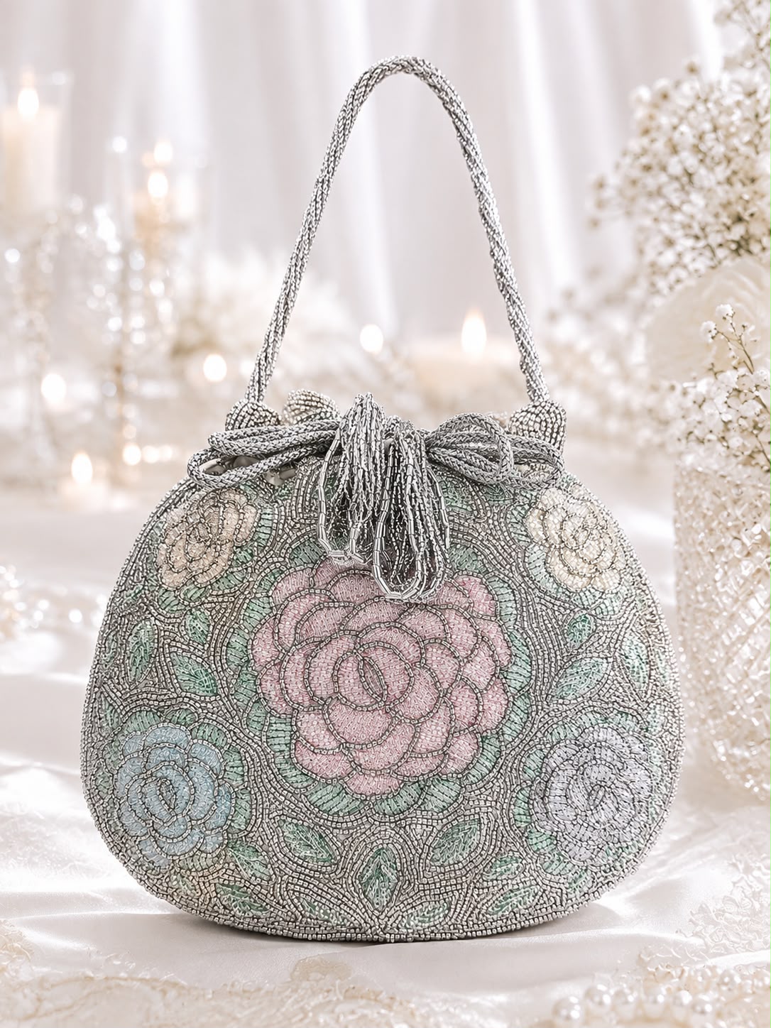 Beaded Rose Potli Bag
