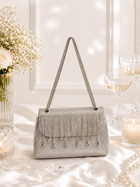 Crystal Fringe Flap Bag