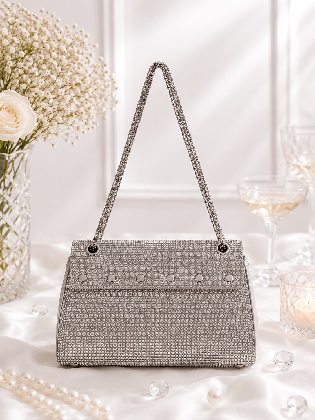 Crystal Fringe Flap Bag