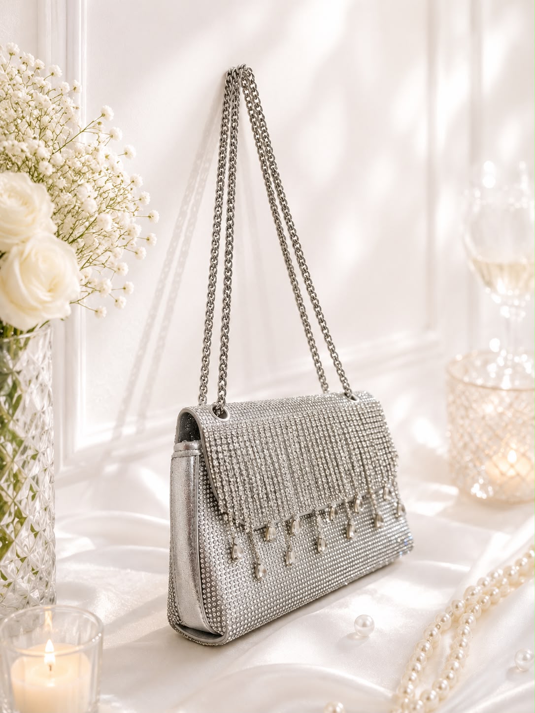 Crystal Fringe Flap Bag