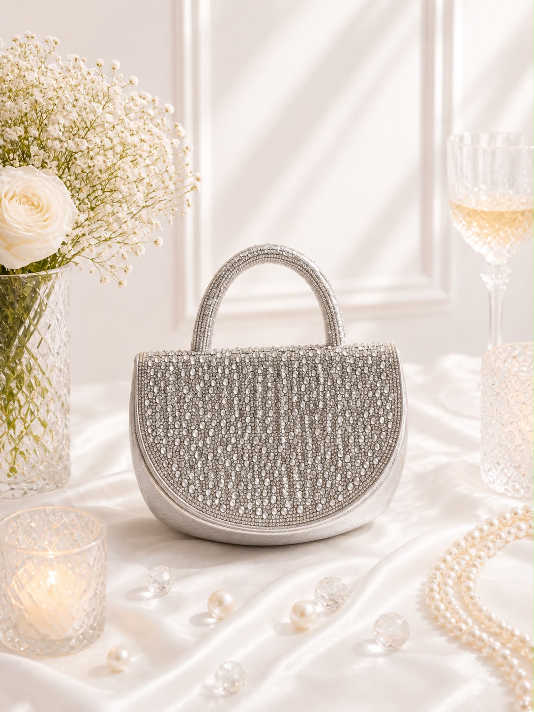 Crystal Flower Saddle Bag