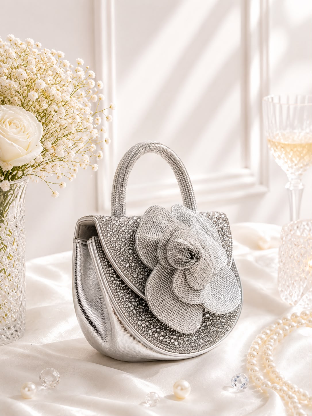Crystal Flower Saddle Bag