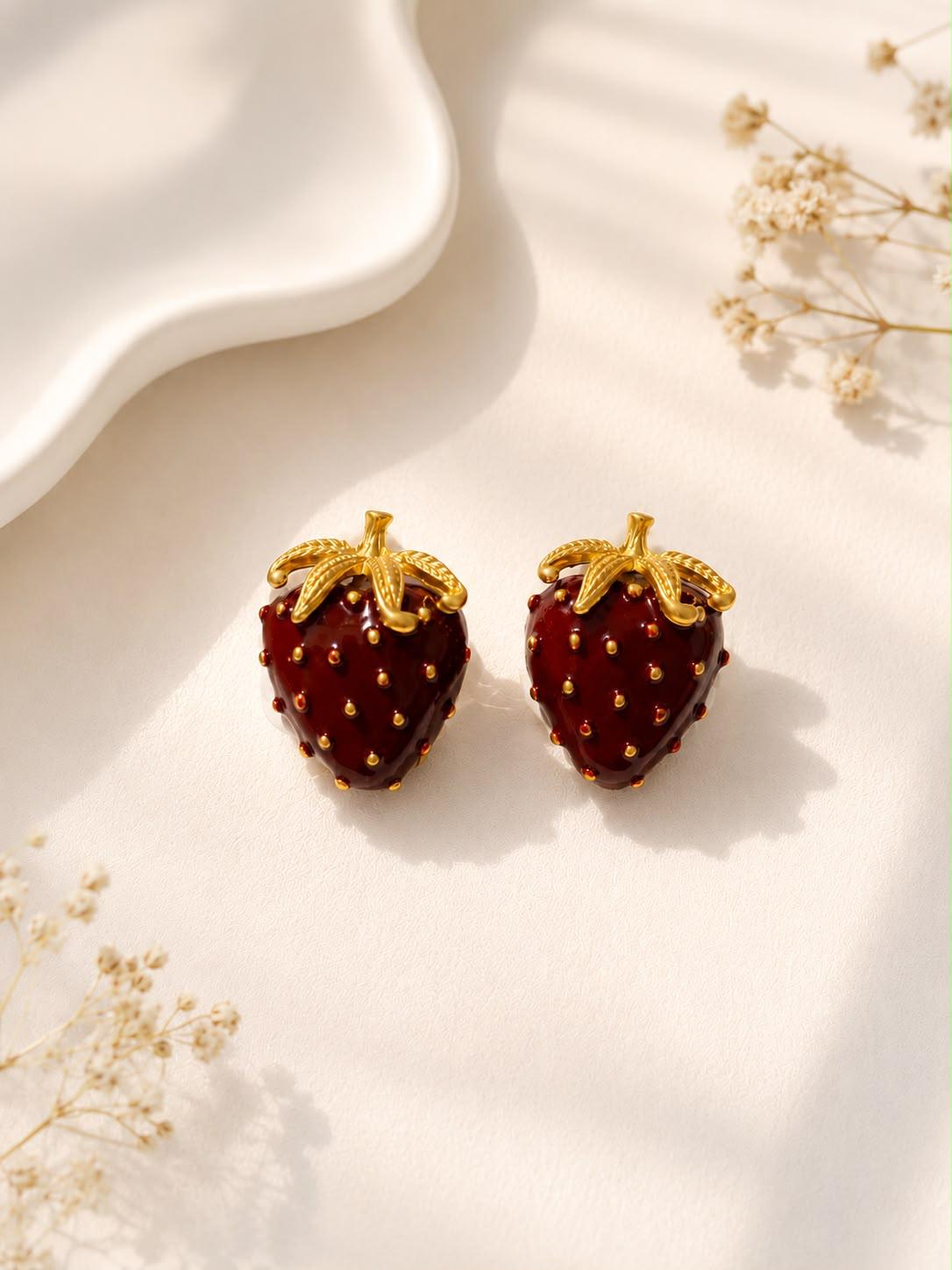 Strawberry Enamel Stud Earrings