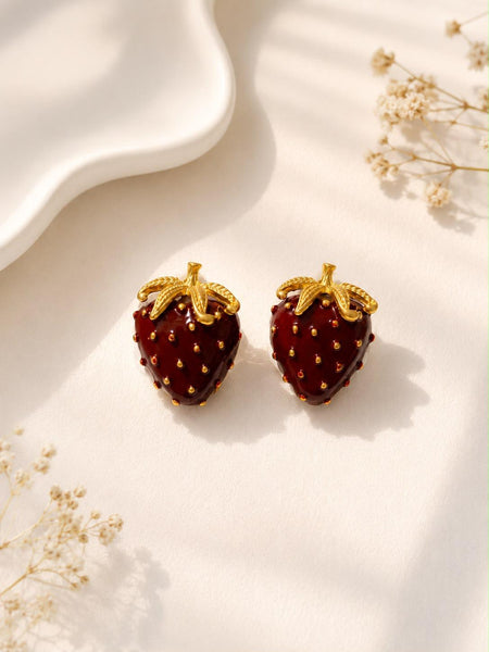 Strawberry Enamel Stud Earrings