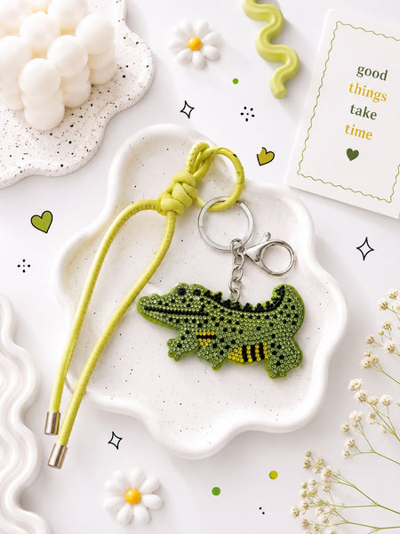 Rhinestone Crocodile Bag Charm