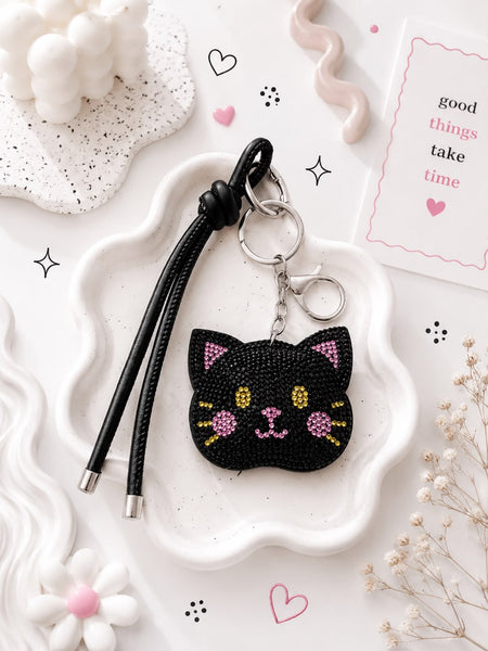 Rhinestone Cat Bag Charm