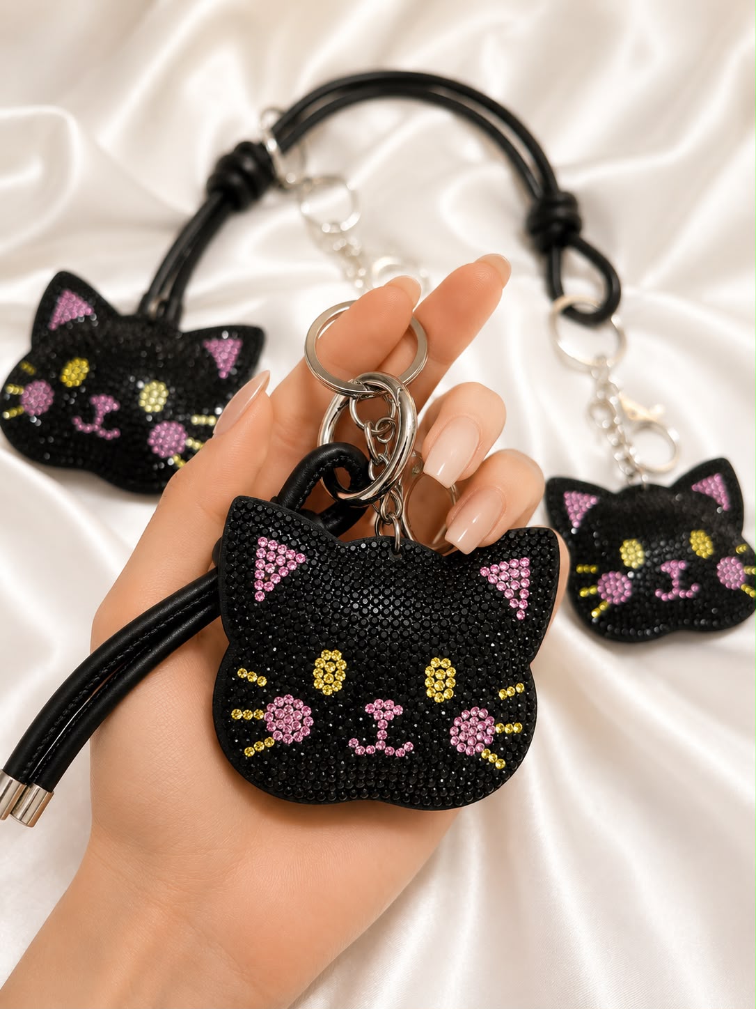Rhinestone Cat Bag Charm