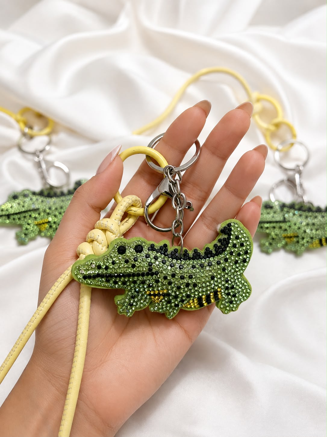 Rhinestone Crocodile Bag Charm