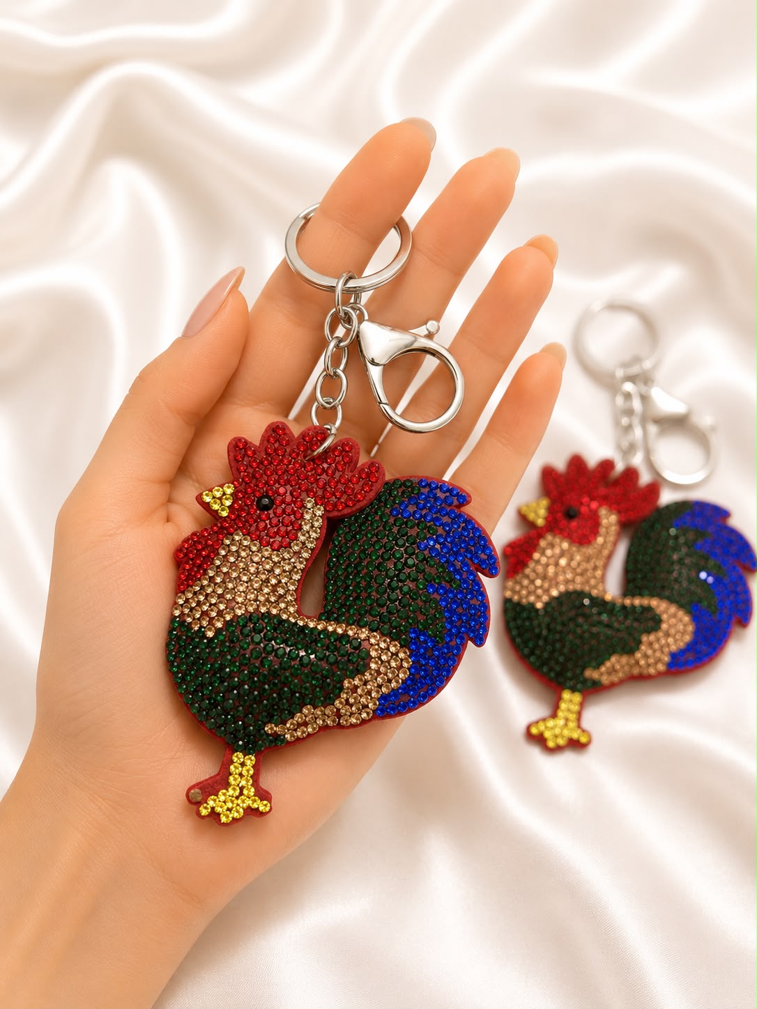Crystal Rooster Bag Charm