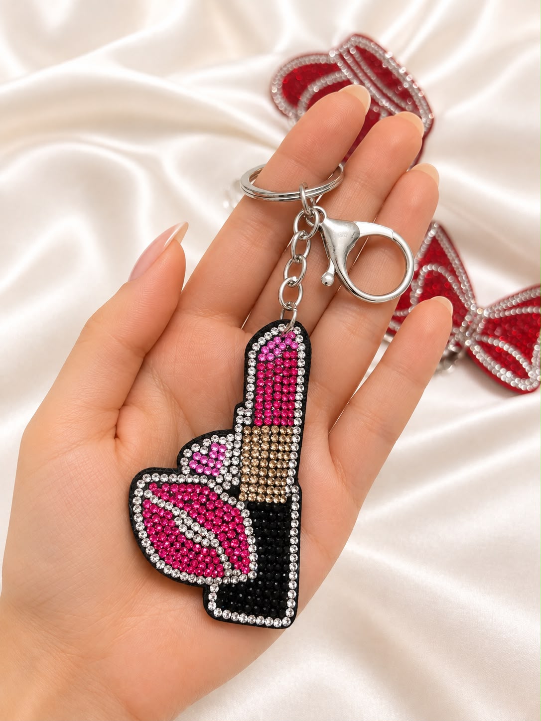 Crystal Lips &amp; Lipstick Bag Charm