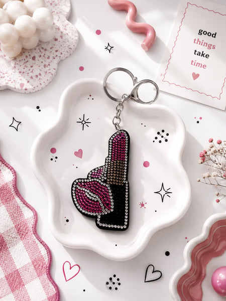 Crystal Lips &amp; Lipstick Bag Charm