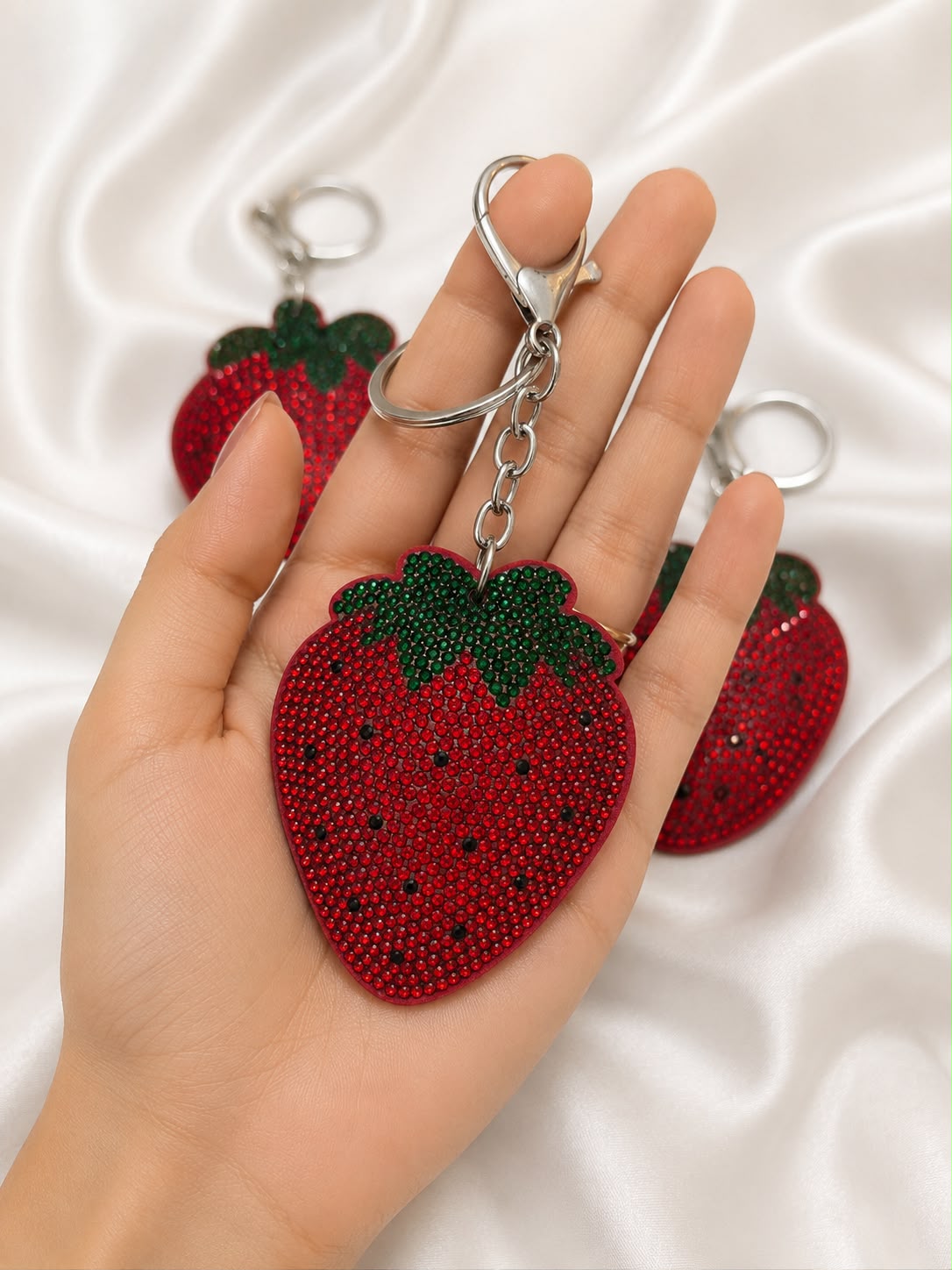 Crystal Strawberry Bag Charm