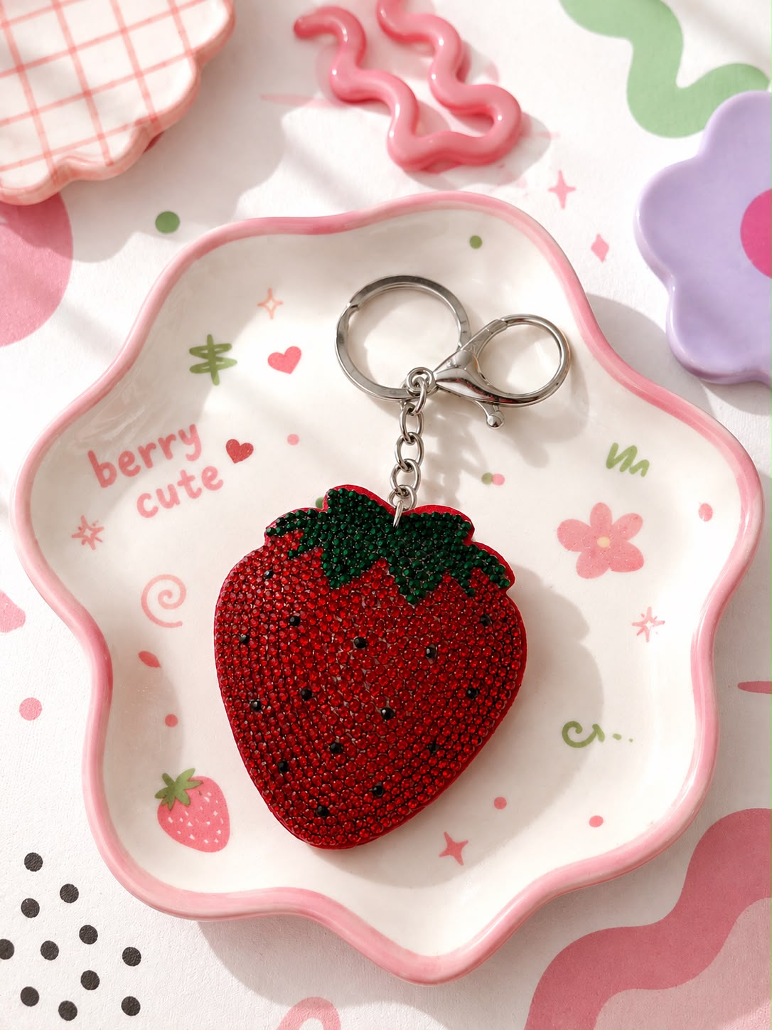 Crystal Strawberry Bag Charm