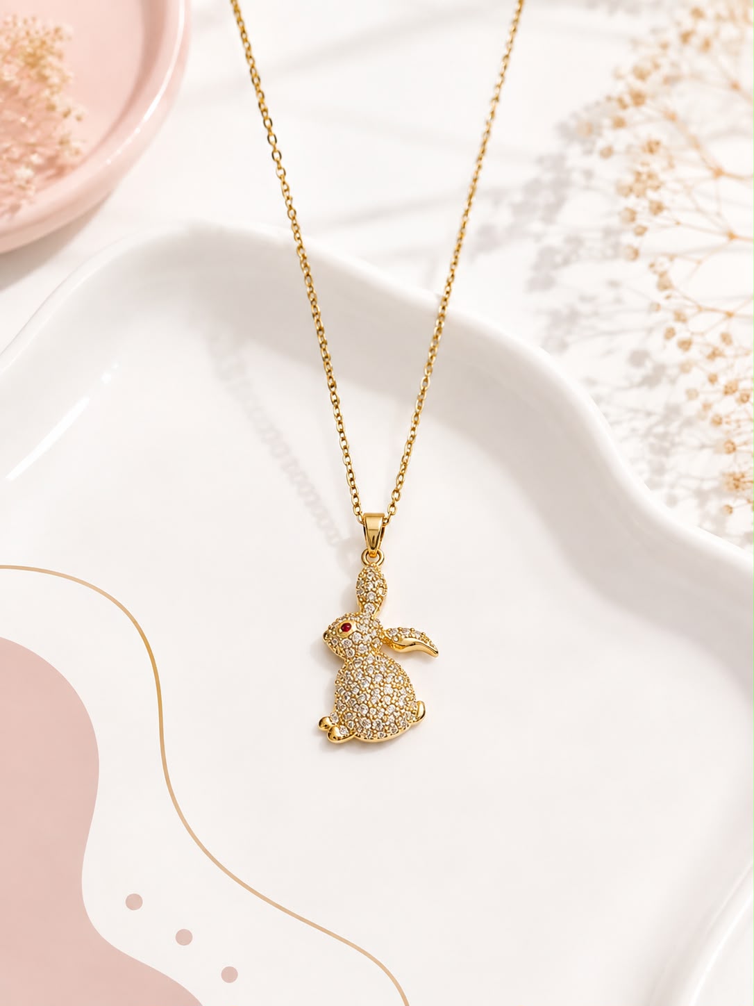 Crystal Bunny Pendant Necklace