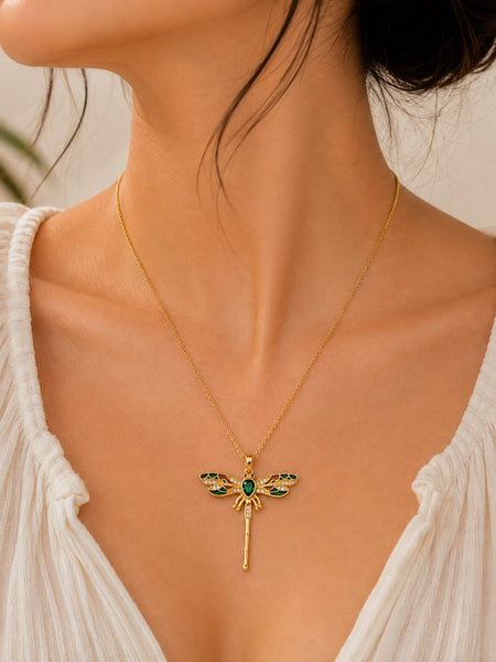 Emerald Butterfly Pendant Necklace