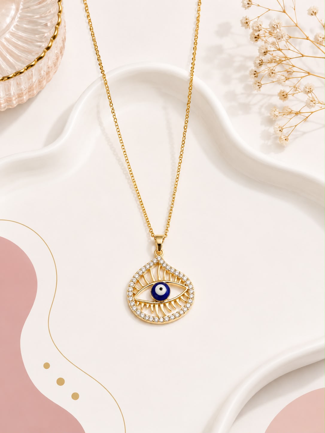 Evil Eye Crystal Pendant Necklace