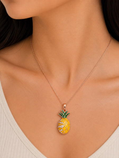 Pineapple Crystal Pendant Necklace