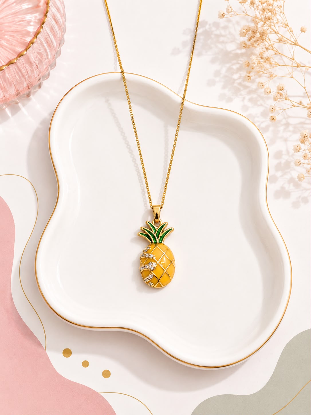 Pineapple Crystal Pendant Necklace