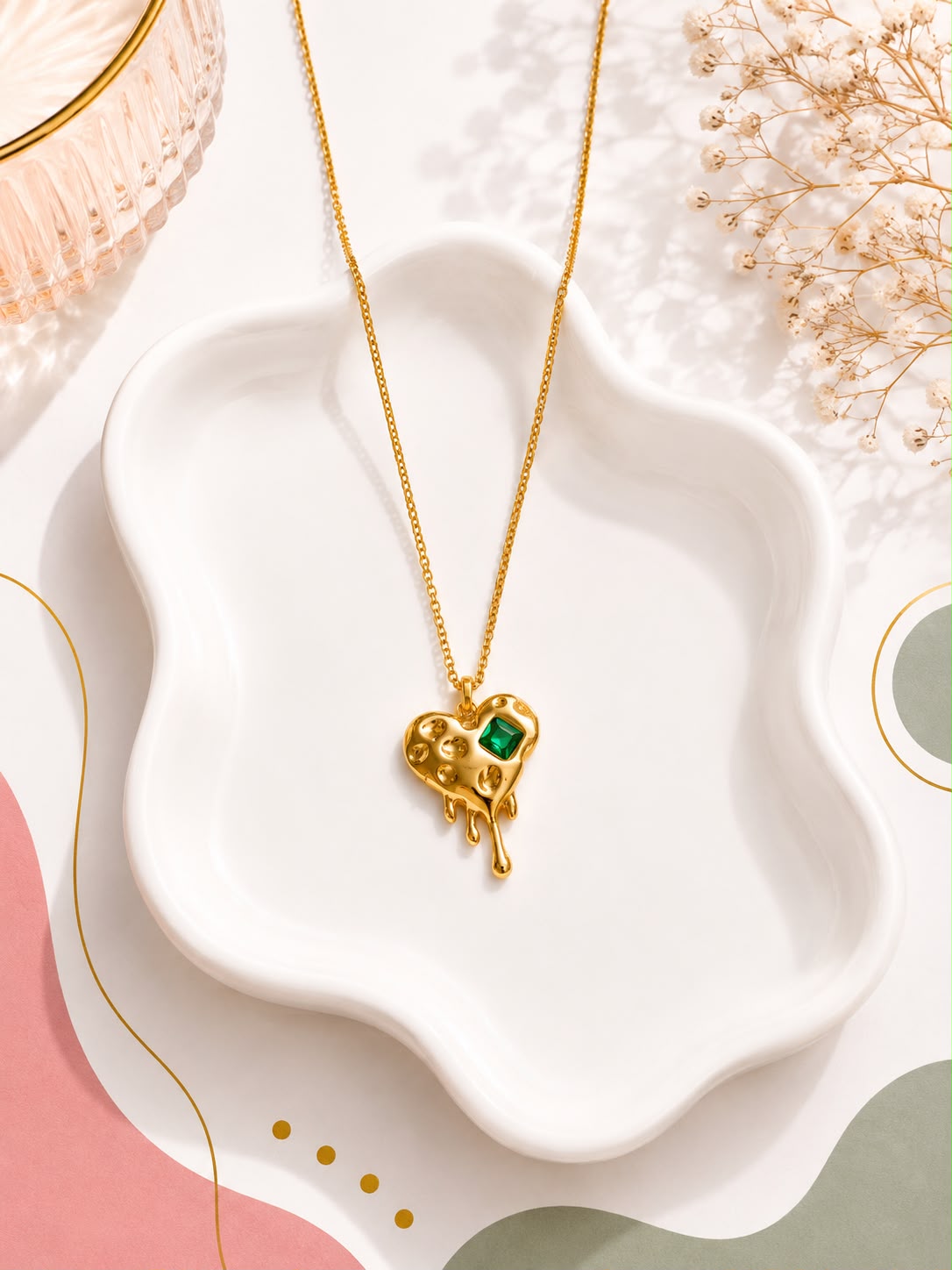 Melting Heart Gemstone Necklace