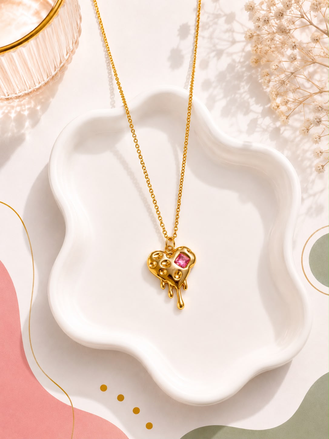 Melting Heart Gemstone Necklace