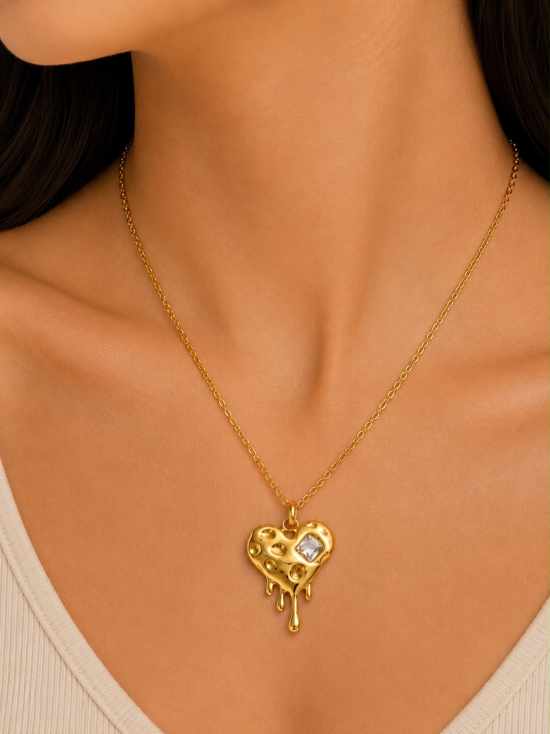 Melting Heart Gemstone Necklace
