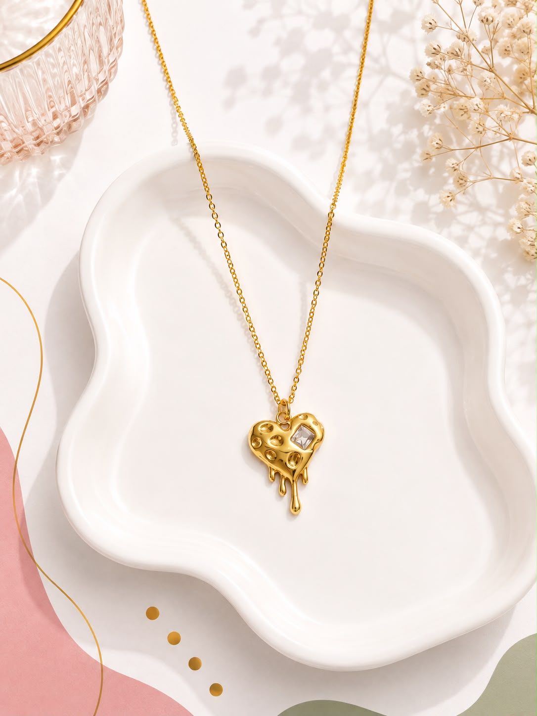 Melting Heart Gemstone Necklace