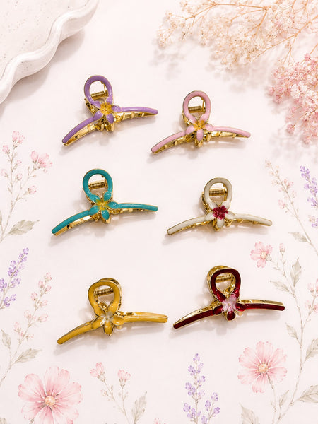 Flower Enamel Metal Claw Clip