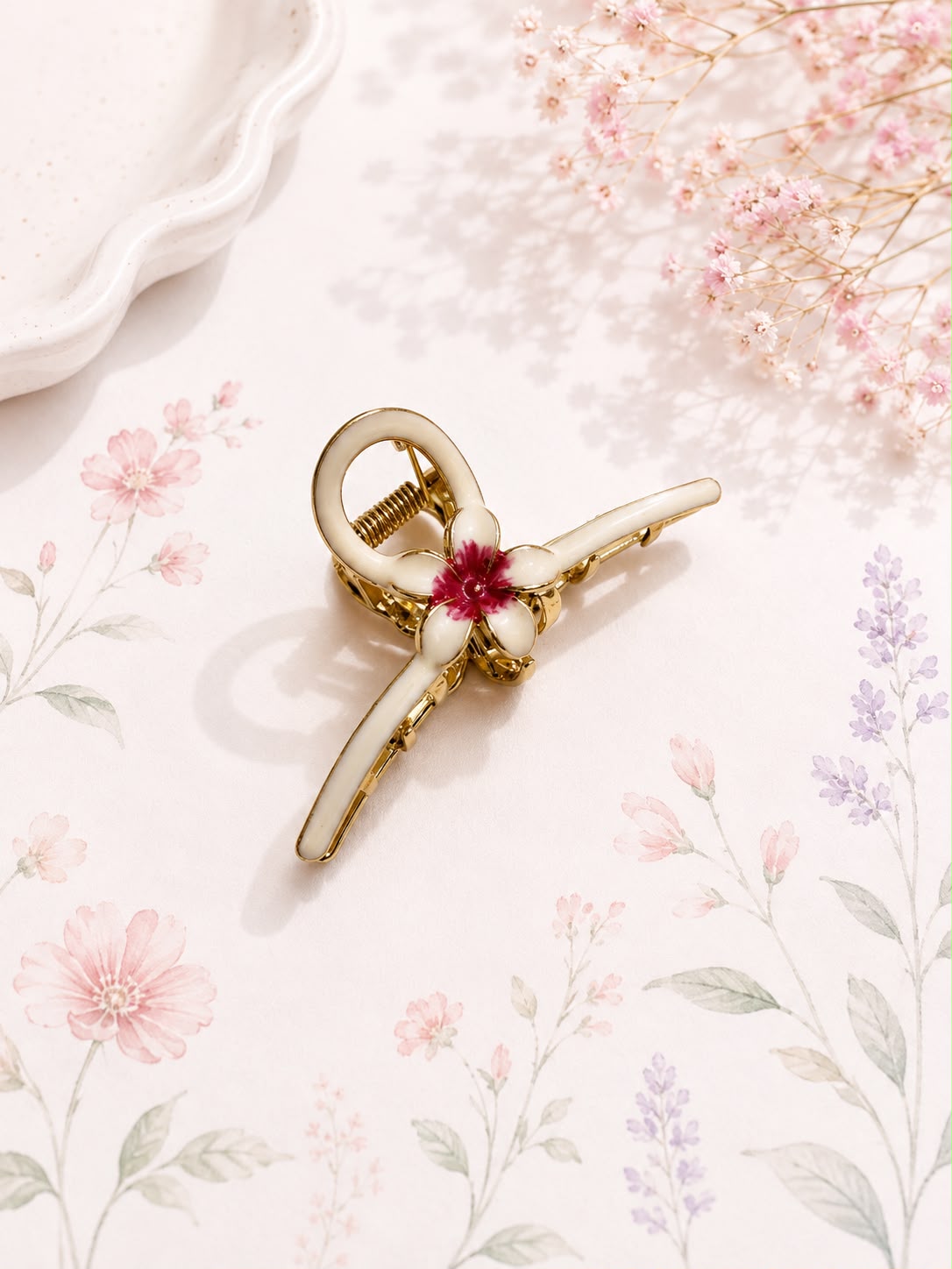 Flower Enamel Metal Claw Clip