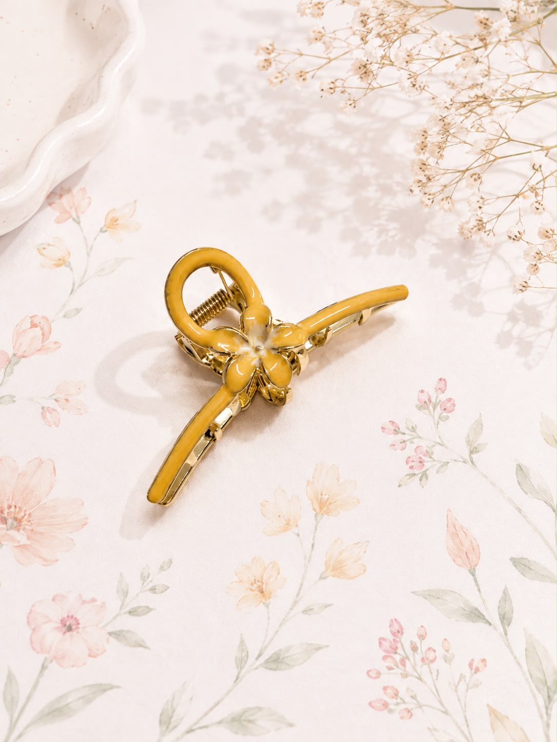 Flower Enamel Metal Claw Clip