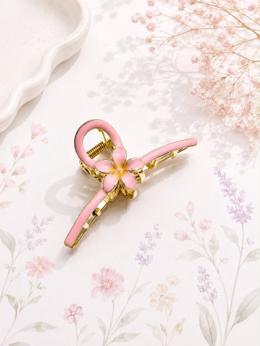 Flower Enamel Metal Claw Clip