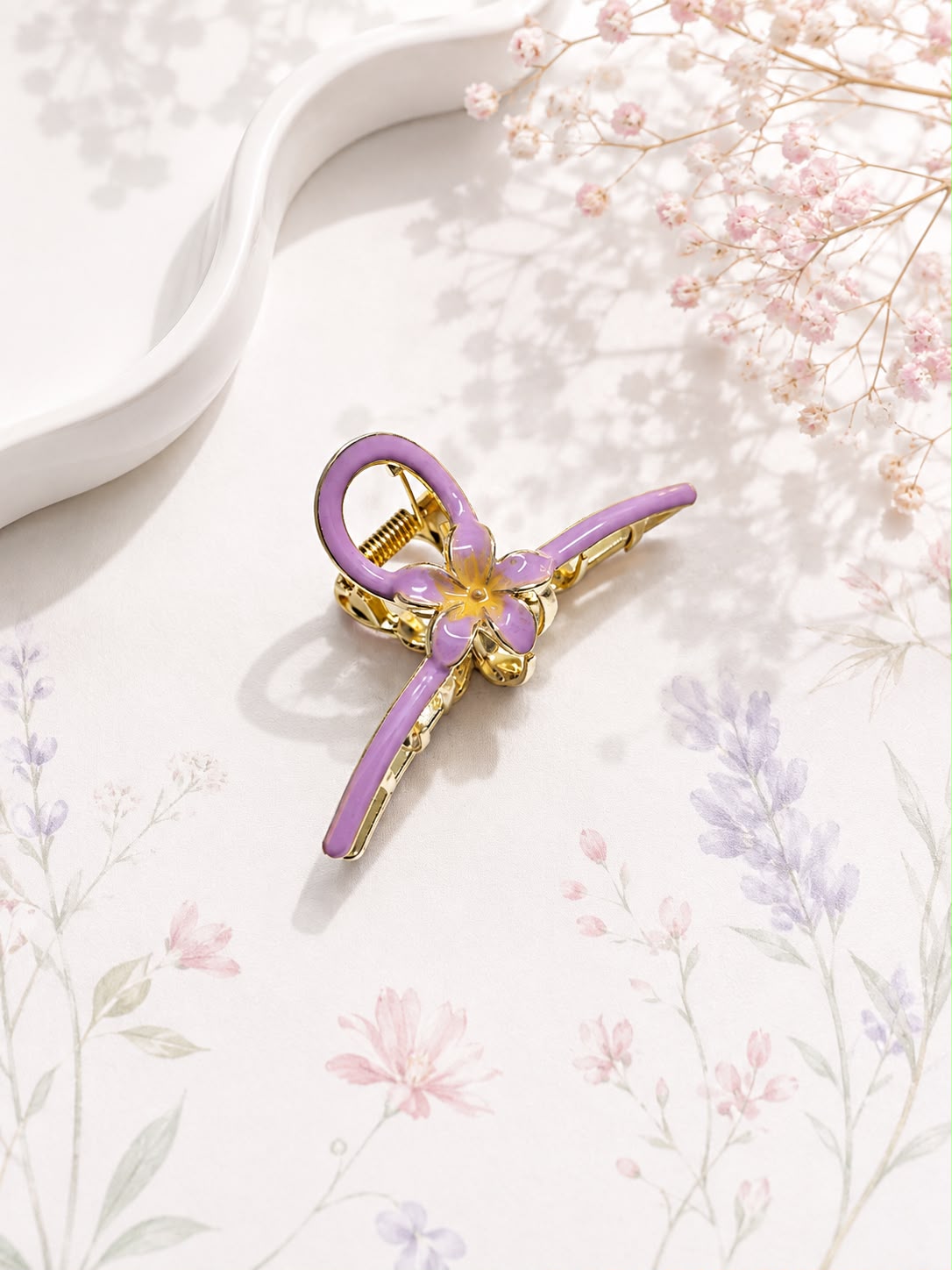 Flower Enamel Metal Claw Clip