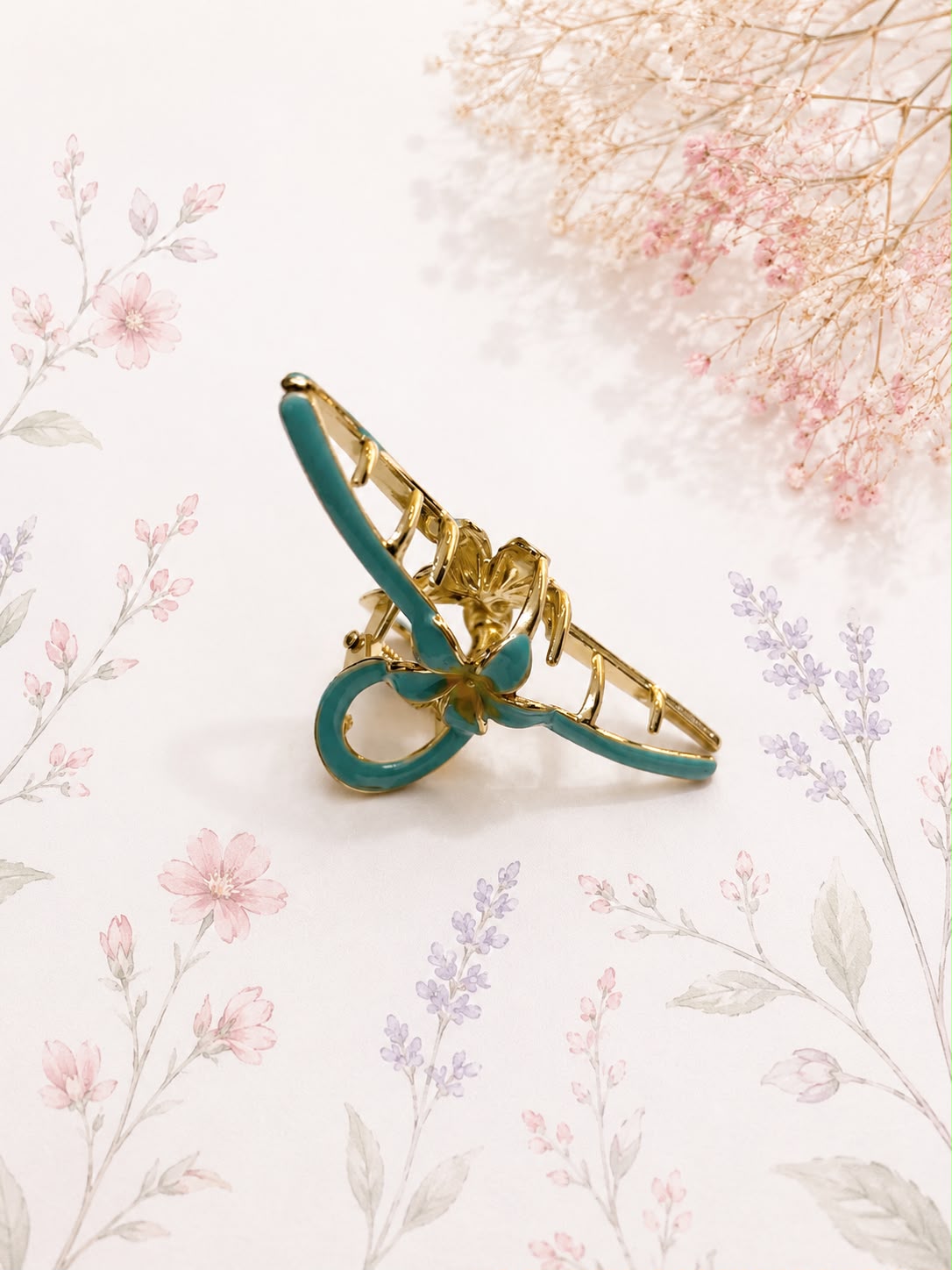 Flower Enamel Metal Claw Clip