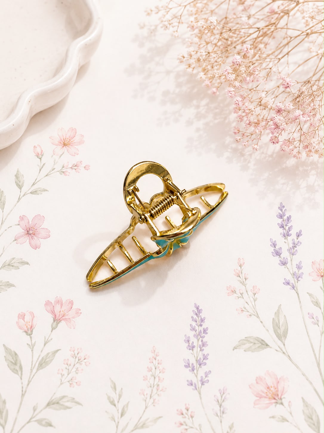 Flower Enamel Metal Claw Clip