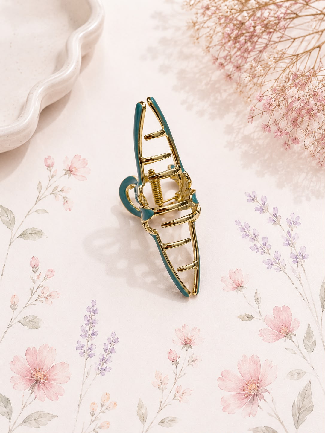 Flower Enamel Metal Claw Clip