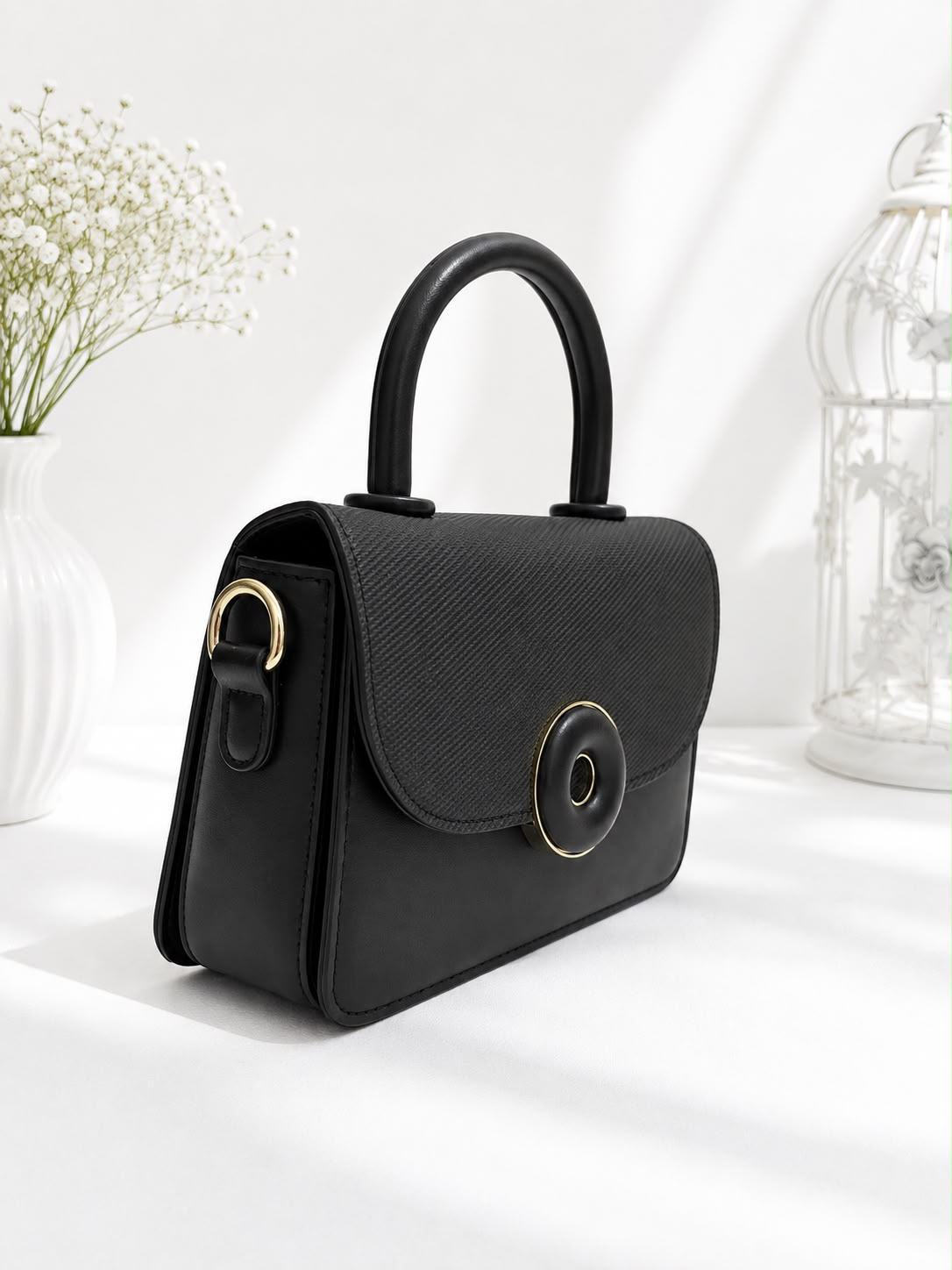 O-Ring Twill Flap Crossbody Bag