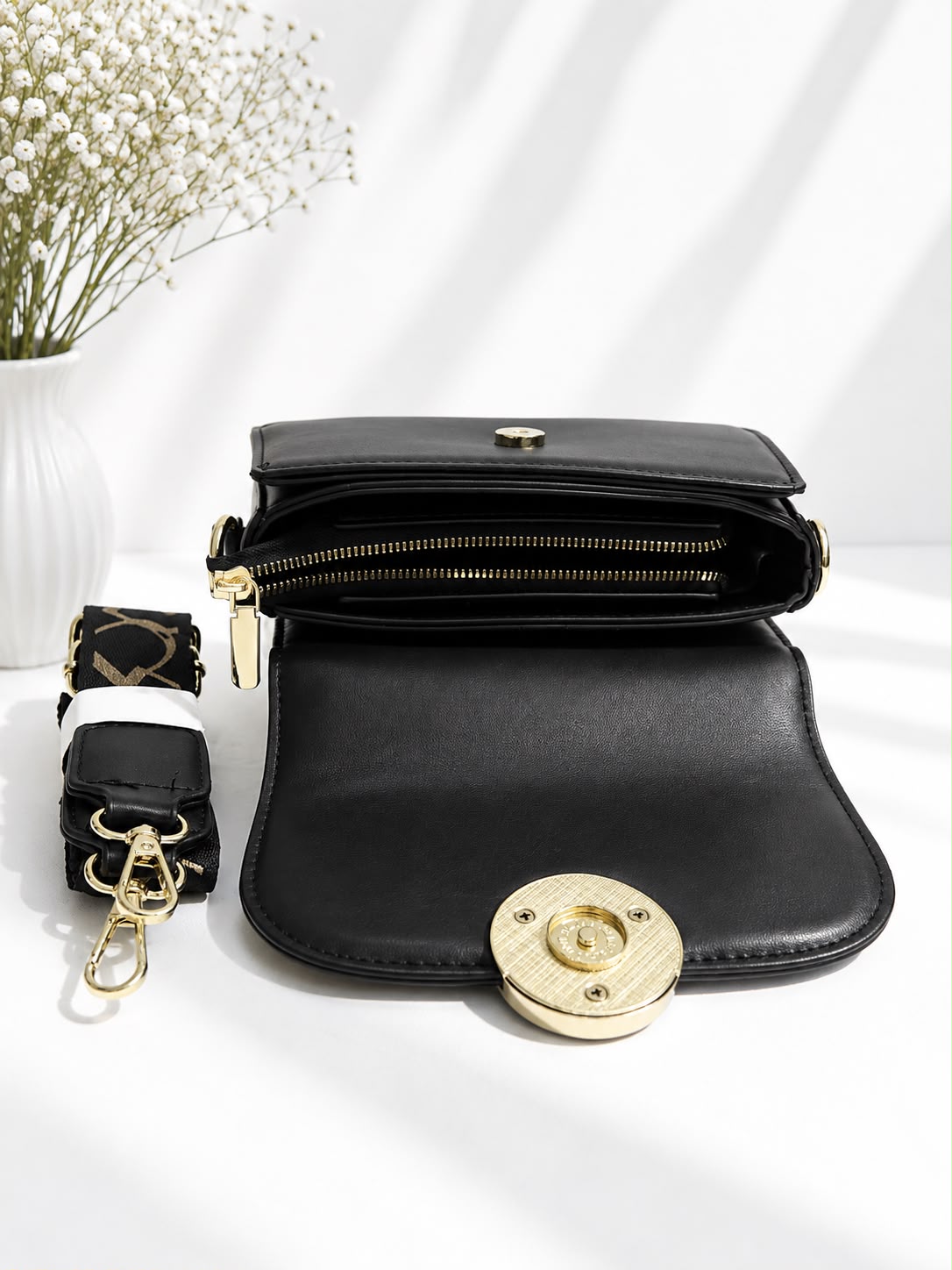 O-Ring Twill Flap Crossbody Bag