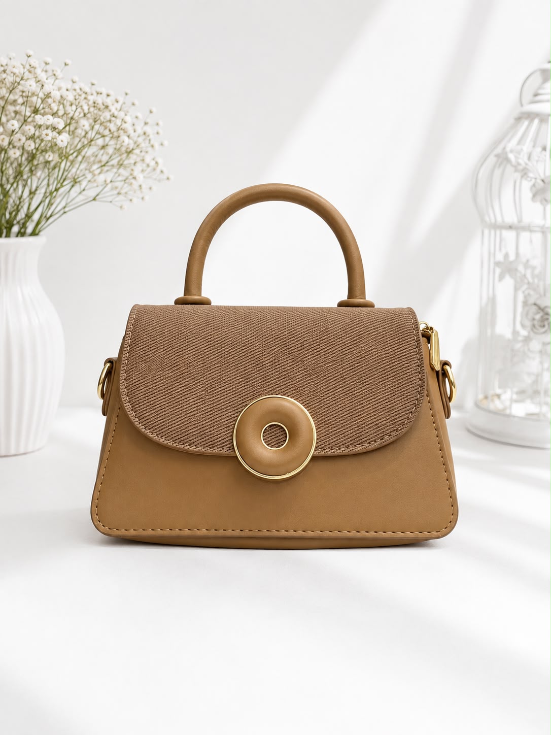 O-Ring Twill Flap Crossbody Bag