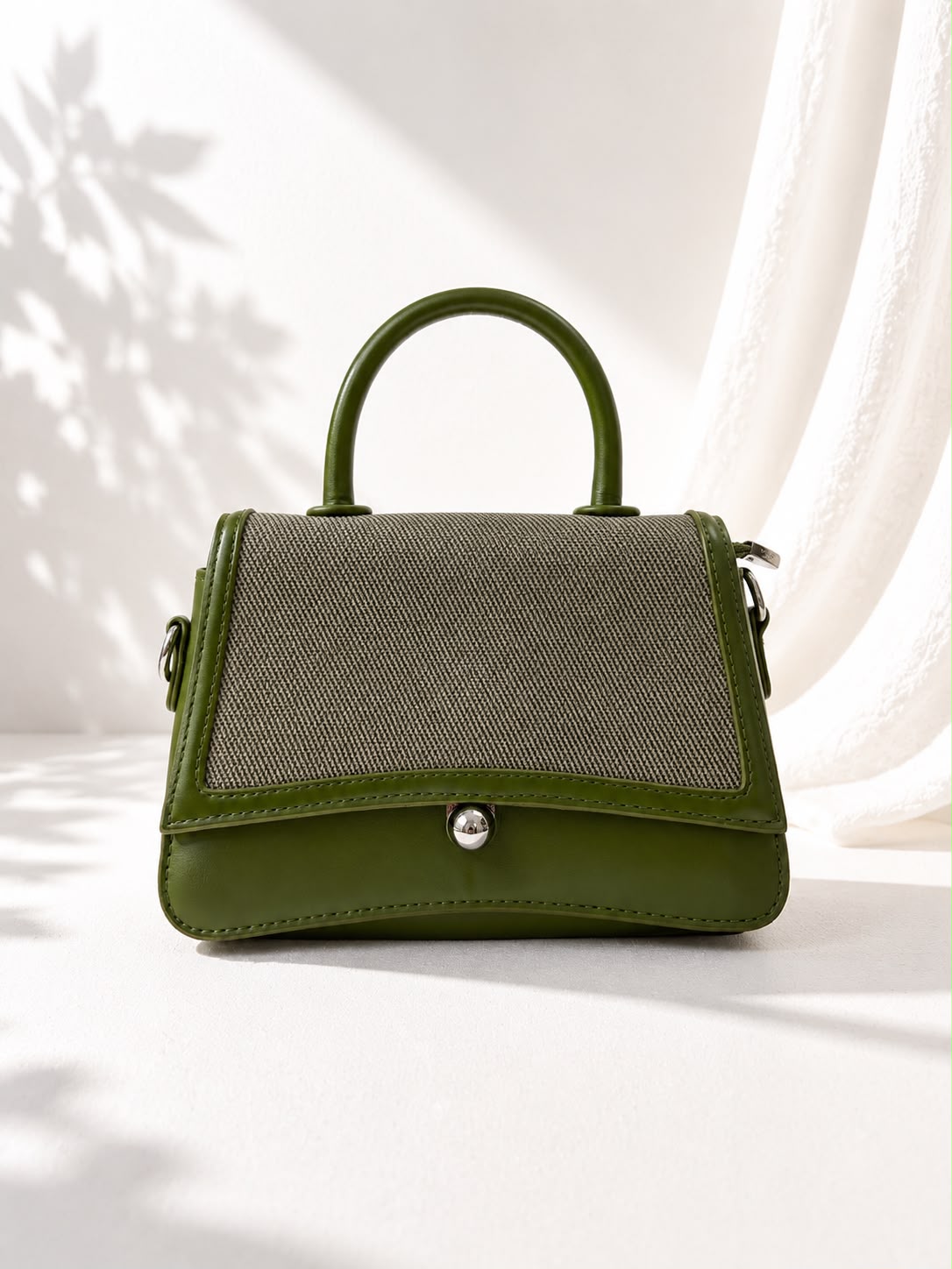 Tweed Ball-Clasp Flap Bag