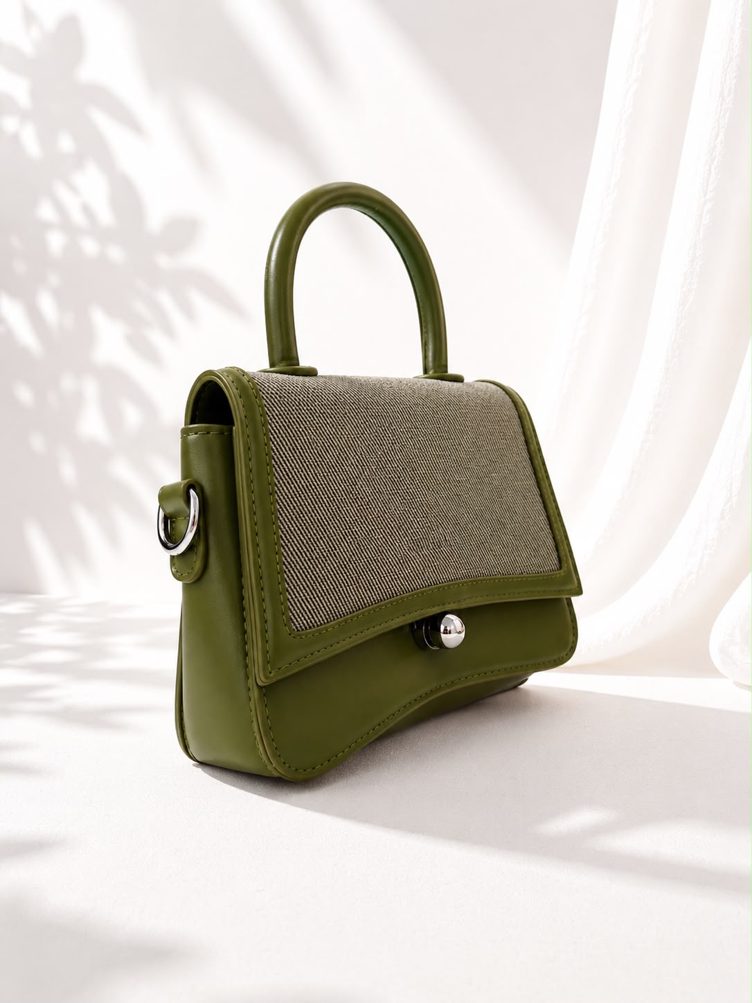Tweed Ball-Clasp Flap Bag